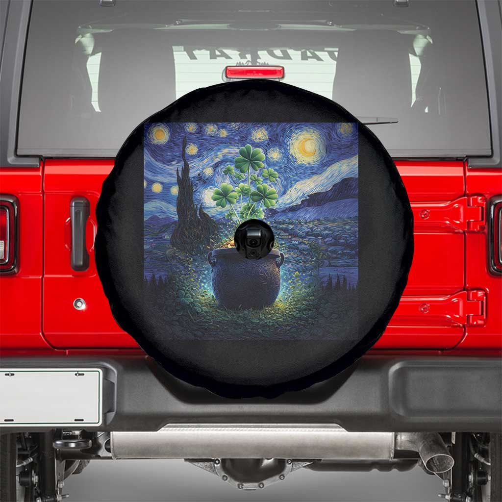 St Patricks Day Starry Night Shamrock Van Gogh Art Spare Tire Cover TS14 Black Print Your Wear