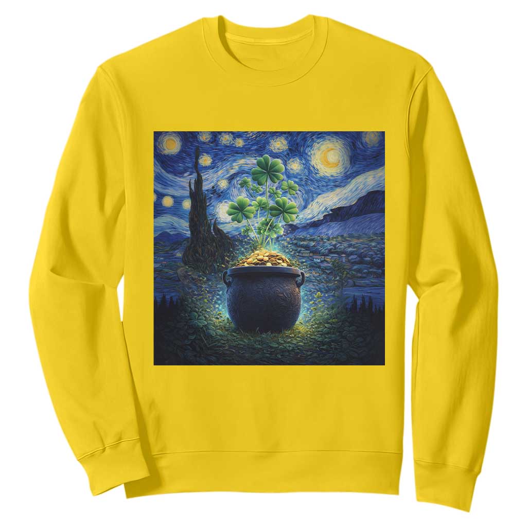 St Patricks Day Starry Night Shamrock Van Gogh Art Sweatshirt TS14 Daisy Print Your Wear