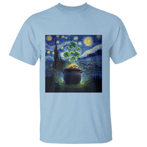 St Patricks Day Starry Night Shamrock Van Gogh Art T Shirt TS14 Light Blue Print Your Wear