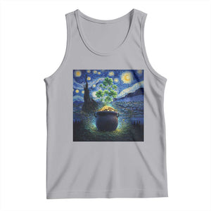 St Patricks Day Starry Night Shamrock Van Gogh Art Tank Top TS14 Athletic Heather Print Your Wear