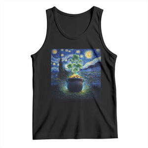 St Patricks Day Starry Night Shamrock Van Gogh Art Tank Top TS14 Black Print Your Wear