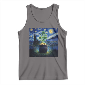 St Patricks Day Starry Night Shamrock Van Gogh Art Tank Top TS14 Deep Heather Print Your Wear