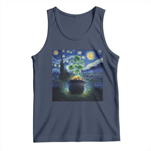 St Patricks Day Starry Night Shamrock Van Gogh Art Tank Top TS14 Navy Print Your Wear