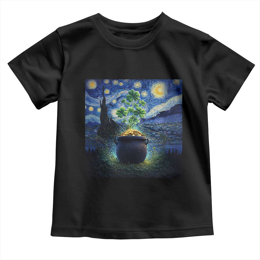 St Patricks Day Starry Night Shamrock Van Gogh Art Toddler T Shirt TS14 Black Print Your Wear