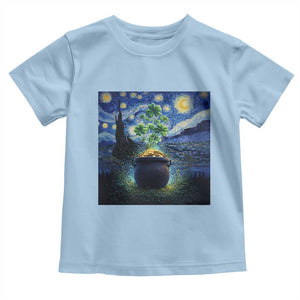St Patricks Day Starry Night Shamrock Van Gogh Art Toddler T Shirt TS14 Light Blue Print Your Wear