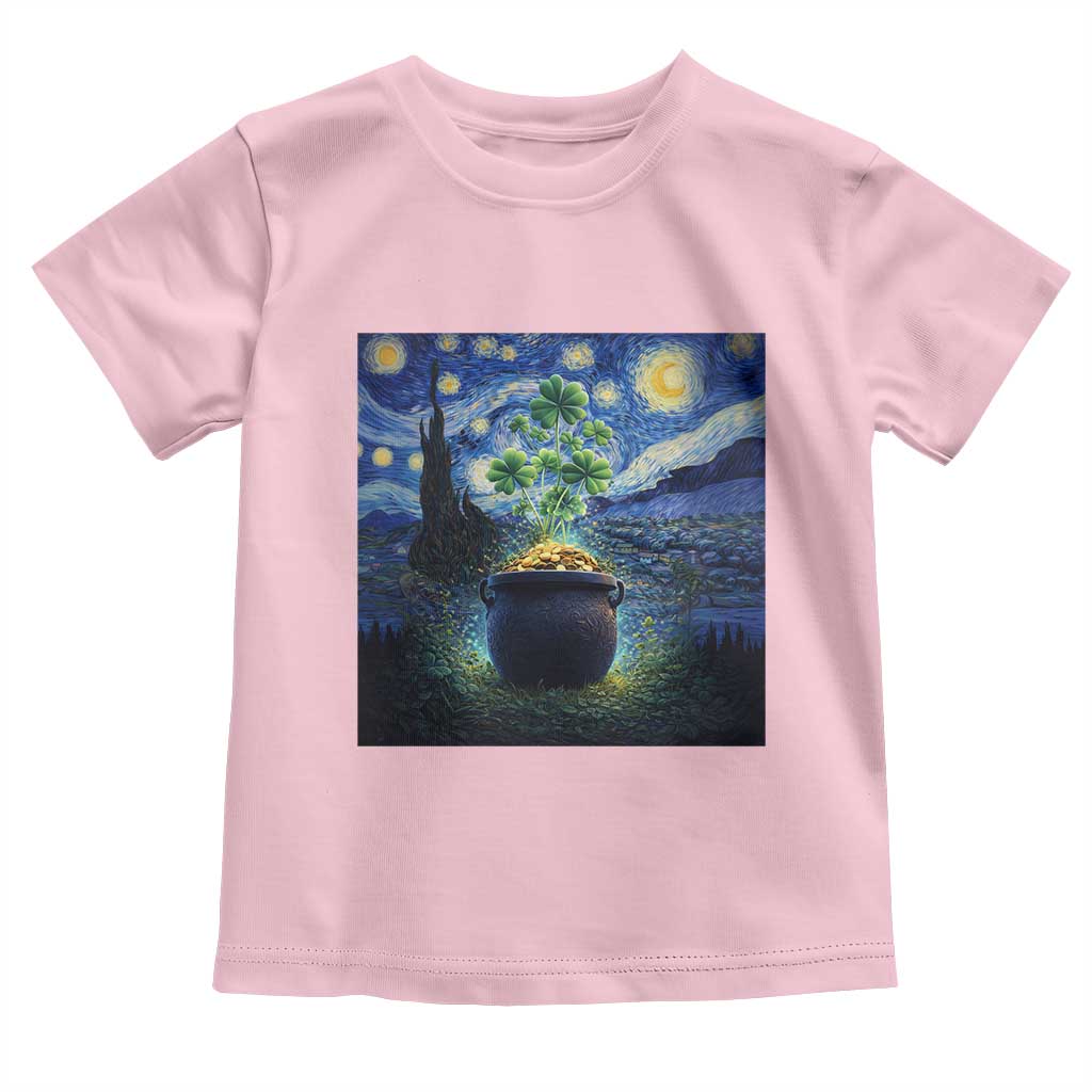 St Patricks Day Starry Night Shamrock Van Gogh Art Toddler T Shirt TS14 Light Pink Print Your Wear