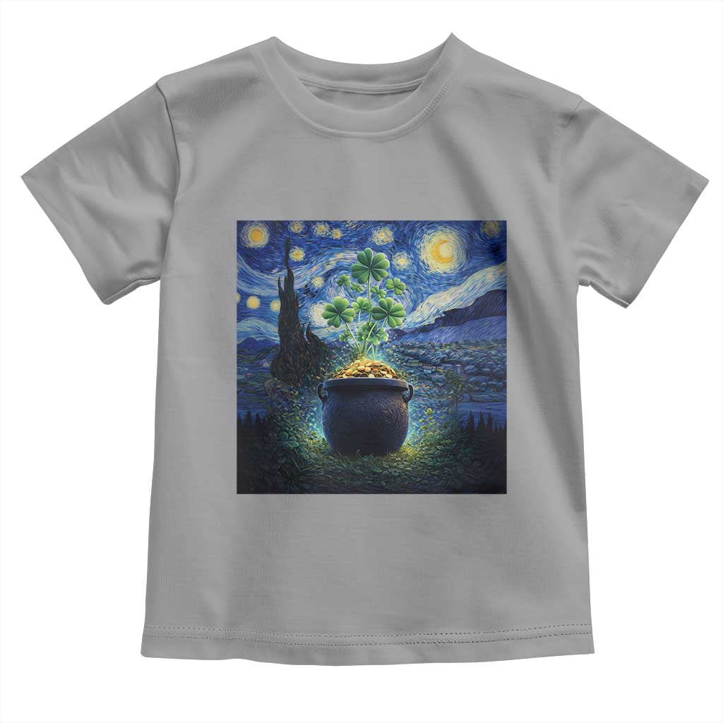 St Patricks Day Starry Night Shamrock Van Gogh Art Toddler T Shirt TS14 Sport Gray Print Your Wear