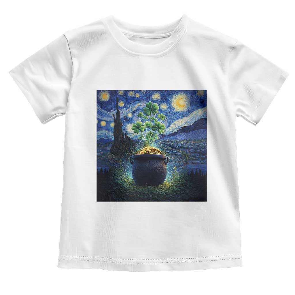 St Patricks Day Starry Night Shamrock Van Gogh Art Toddler T Shirt TS14 White Print Your Wear