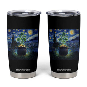 St Patricks Day Starry Night Shamrock Van Gogh Art Tumbler Cup TS14 Black Print Your Wear