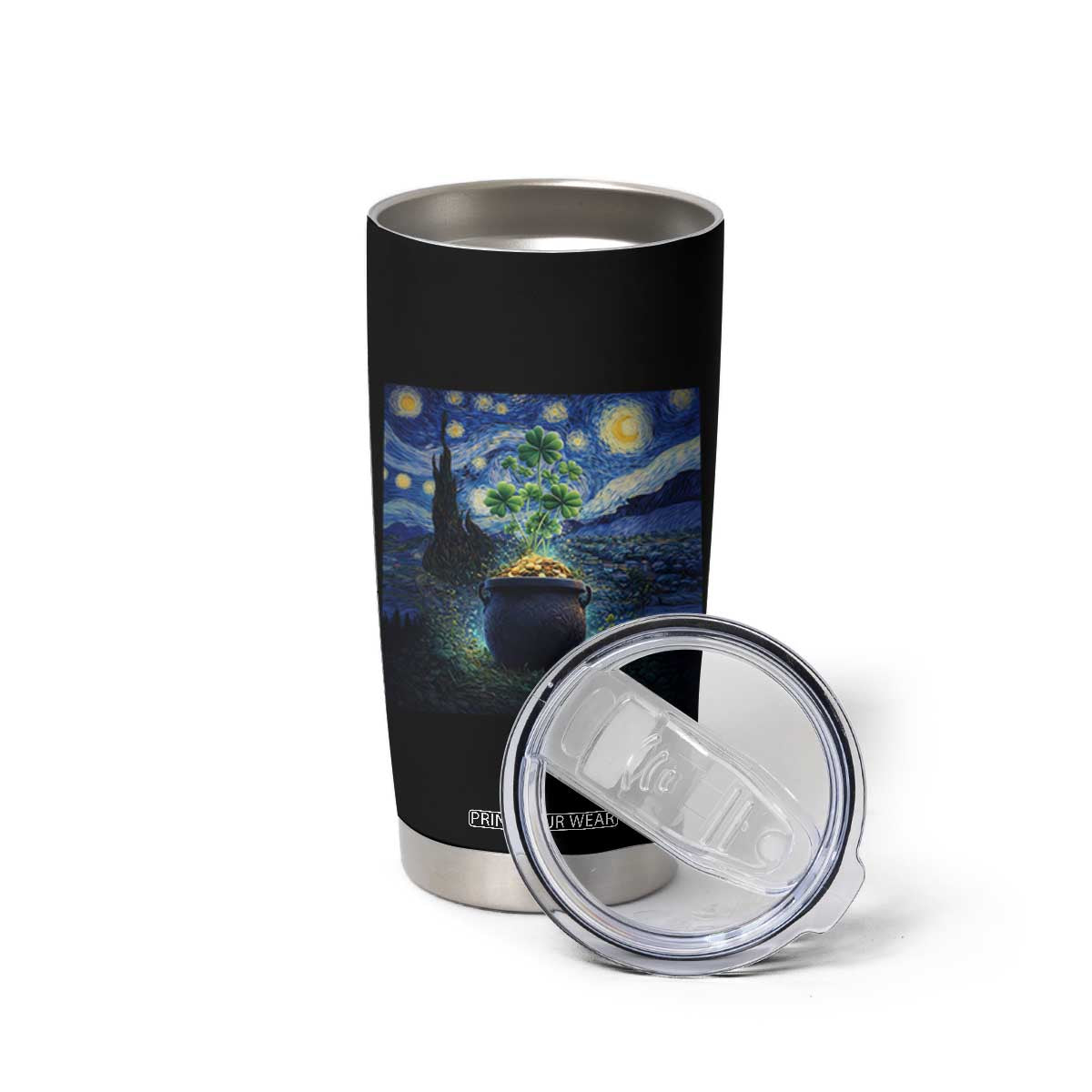 St Patricks Day Starry Night Shamrock Van Gogh Art Tumbler Cup TS14 Print Your Wear