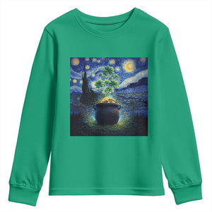 St Patricks Day Starry Night Shamrock Van Gogh Art Youth Sweatshirt TS14 Irish Green Print Your Wear