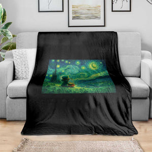 St Patricks Day Starry Night Leprechaun Shamrock Van Gogh Throw Blanket TS14 Print Your Wear