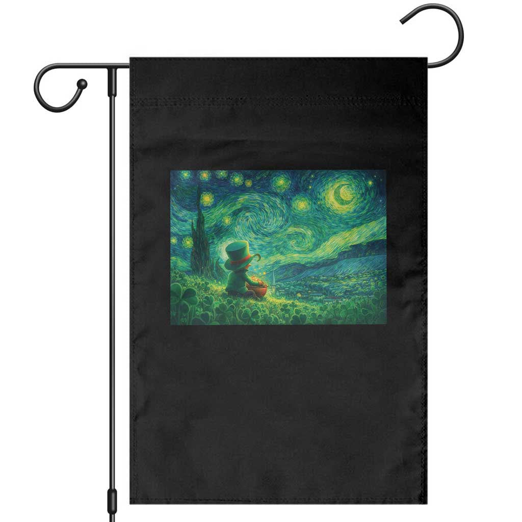 St Patricks Day Starry Night Leprechaun Shamrock Van Gogh Garden Flag TS14 Black Print Your Wear