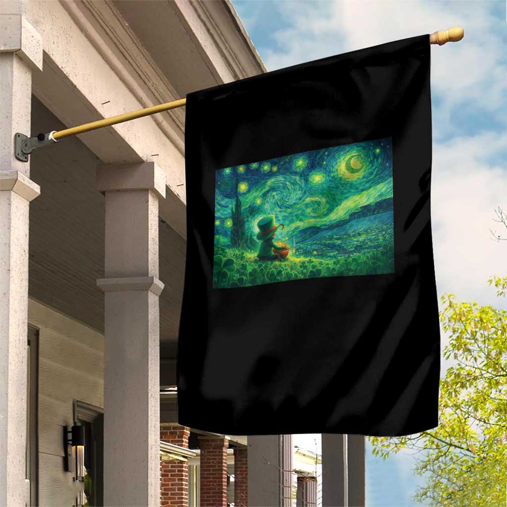 St Patricks Day Starry Night Leprechaun Shamrock Van Gogh Garden Flag TS14 Print Your Wear