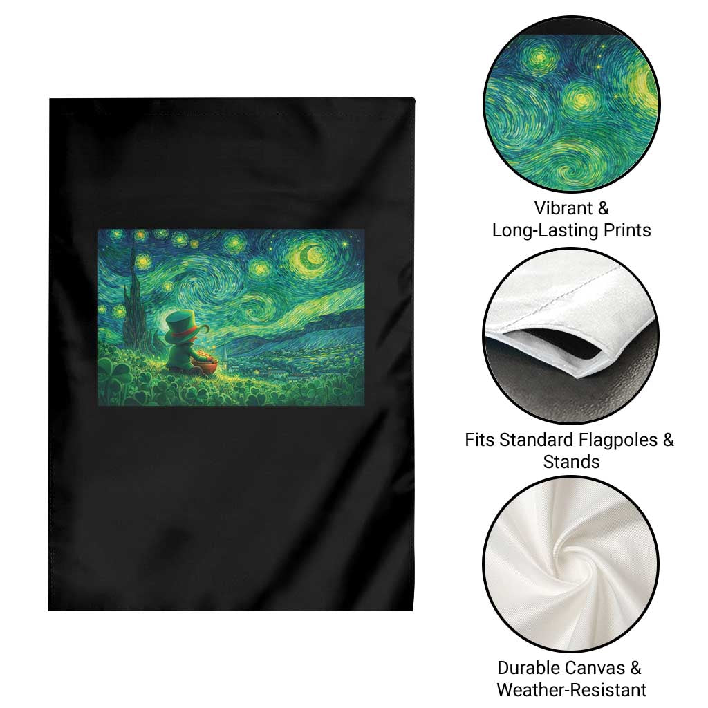 St Patricks Day Starry Night Leprechaun Shamrock Van Gogh Garden Flag TS14 Print Your Wear