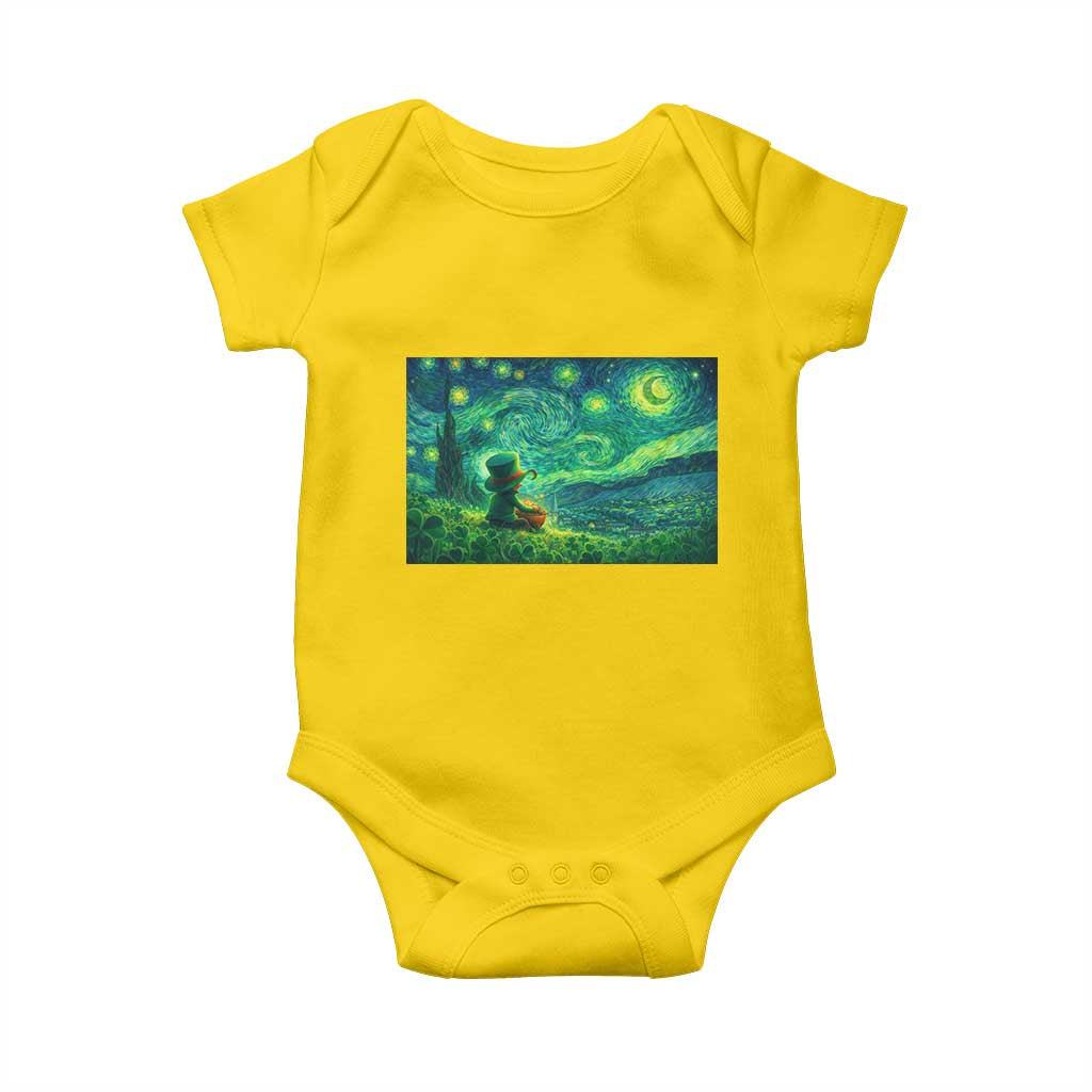 St Patricks Day Starry Night Leprechaun Shamrock Van Gogh Baby Onesie TS14 Daisy Print Your Wear