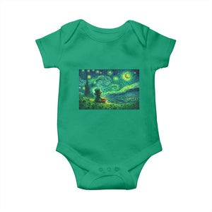 St Patricks Day Starry Night Leprechaun Shamrock Van Gogh Baby Onesie TS14 Irish Green Print Your Wear