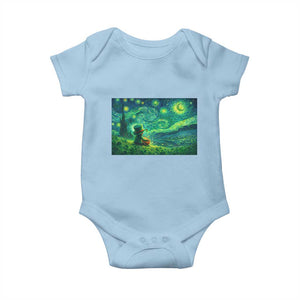 St Patricks Day Starry Night Leprechaun Shamrock Van Gogh Baby Onesie TS14 Light Blue Print Your Wear