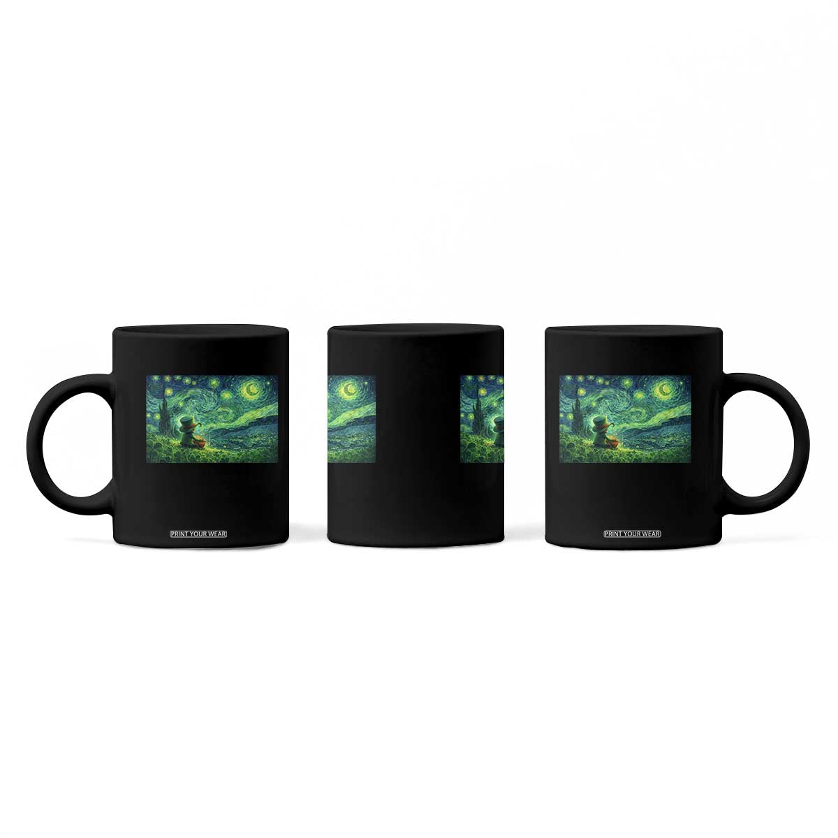 St Patricks Day Starry Night Leprechaun Shamrock Van Gogh Coffee Mug TS14 Print Your Wear