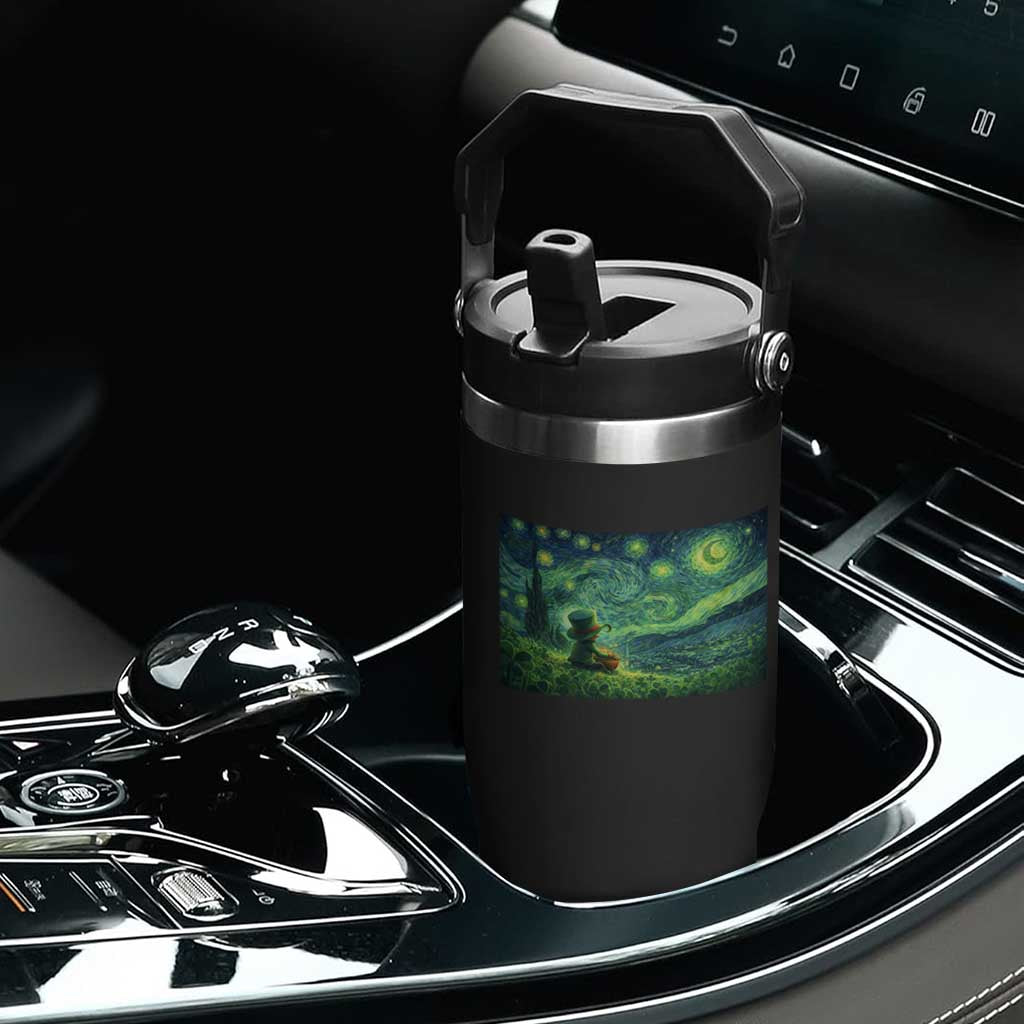 St Patricks Day Starry Night Leprechaun Shamrock Van Gogh Flip Straw Tumbler TS14 Print Your Wear