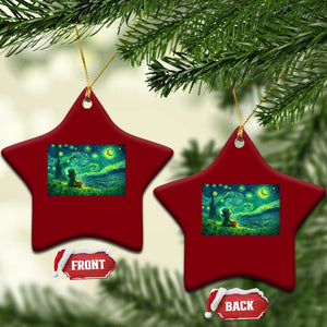 St Patricks Day Starry Night Leprechaun Shamrock Van Gogh Ceramic Ornament TS14 Print Your Wear