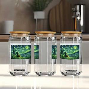 St Patricks Day Starry Night Leprechaun Shamrock Van Gogh Glass Can TS14 Print Your Wear