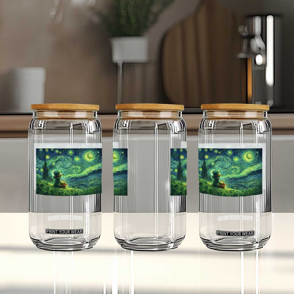 St Patricks Day Starry Night Leprechaun Shamrock Van Gogh Glass Can TS14 Print Your Wear