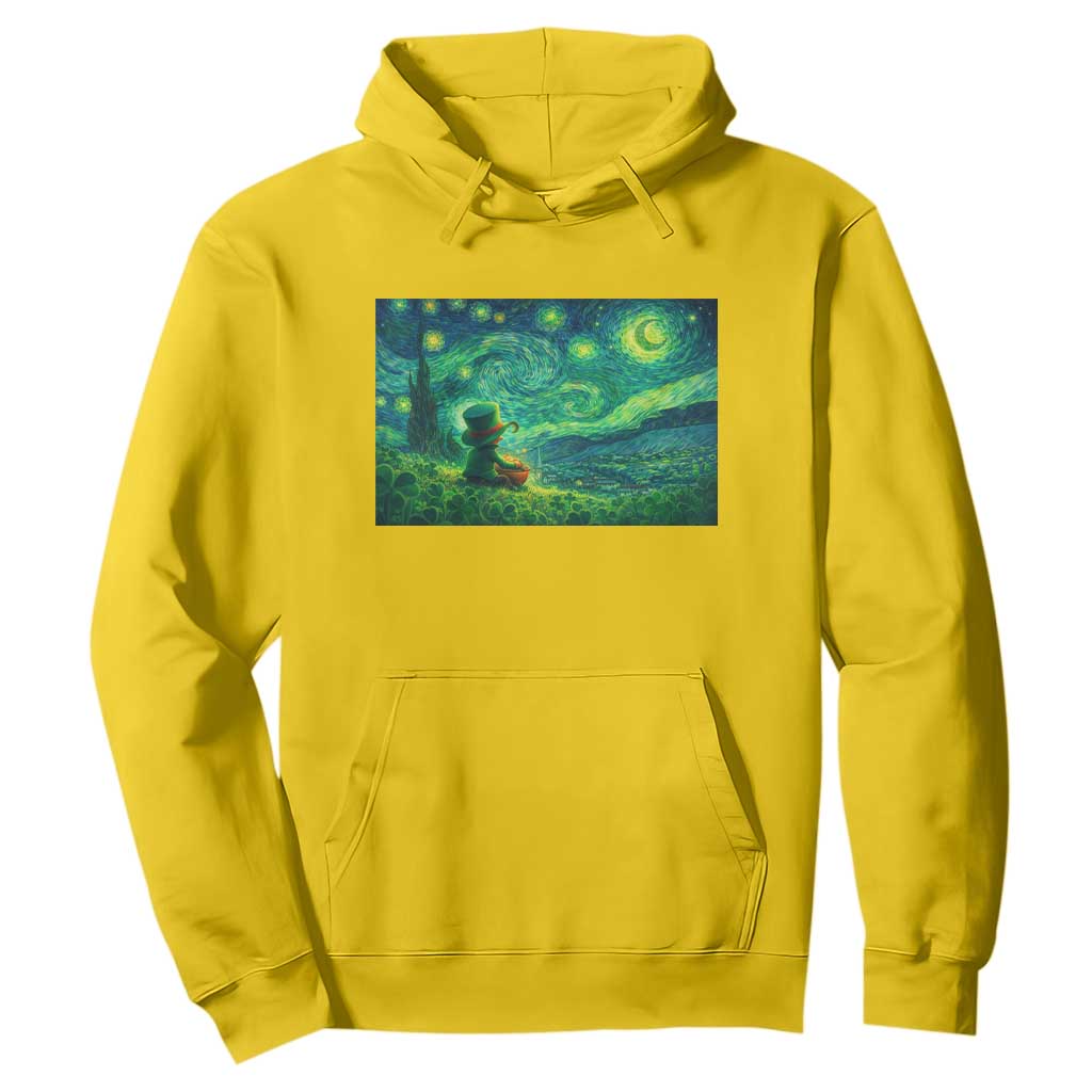 St Patricks Day Starry Night Leprechaun Shamrock Van Gogh Hoodie TS14 Daisy Print Your Wear