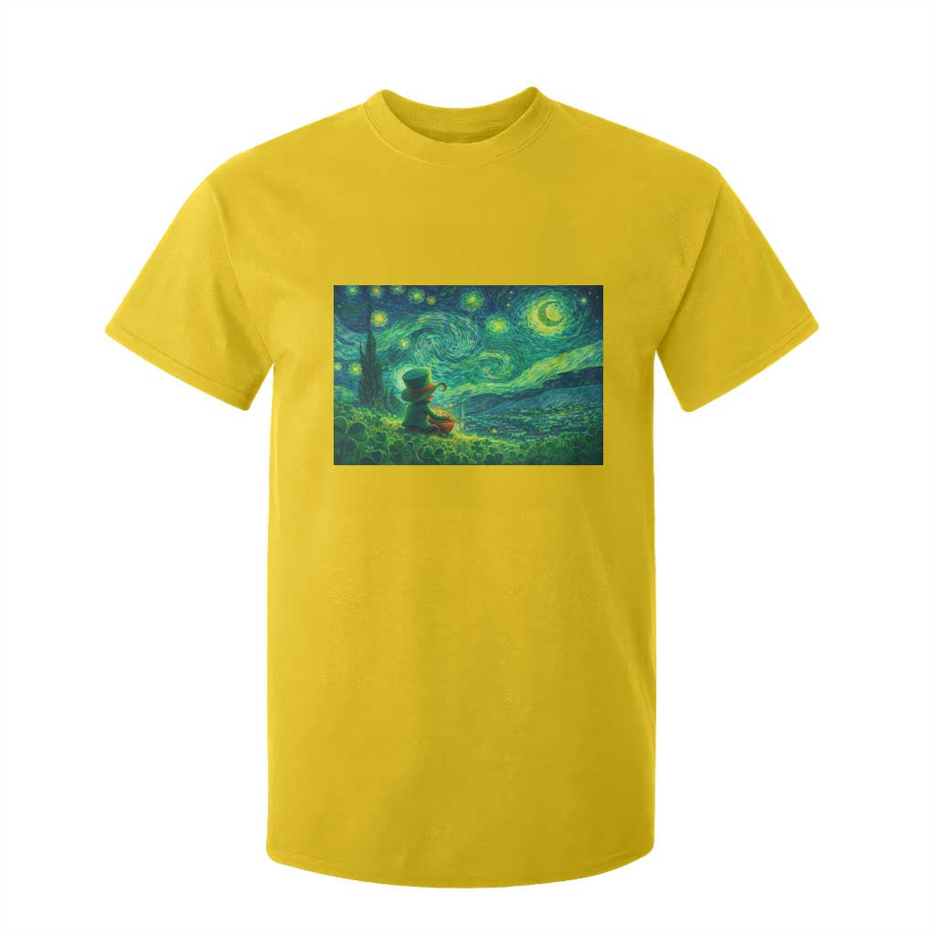 St Patricks Day Starry Night Leprechaun Shamrock Van Gogh T Shirt For Kid TS14 Daisy Print Your Wear