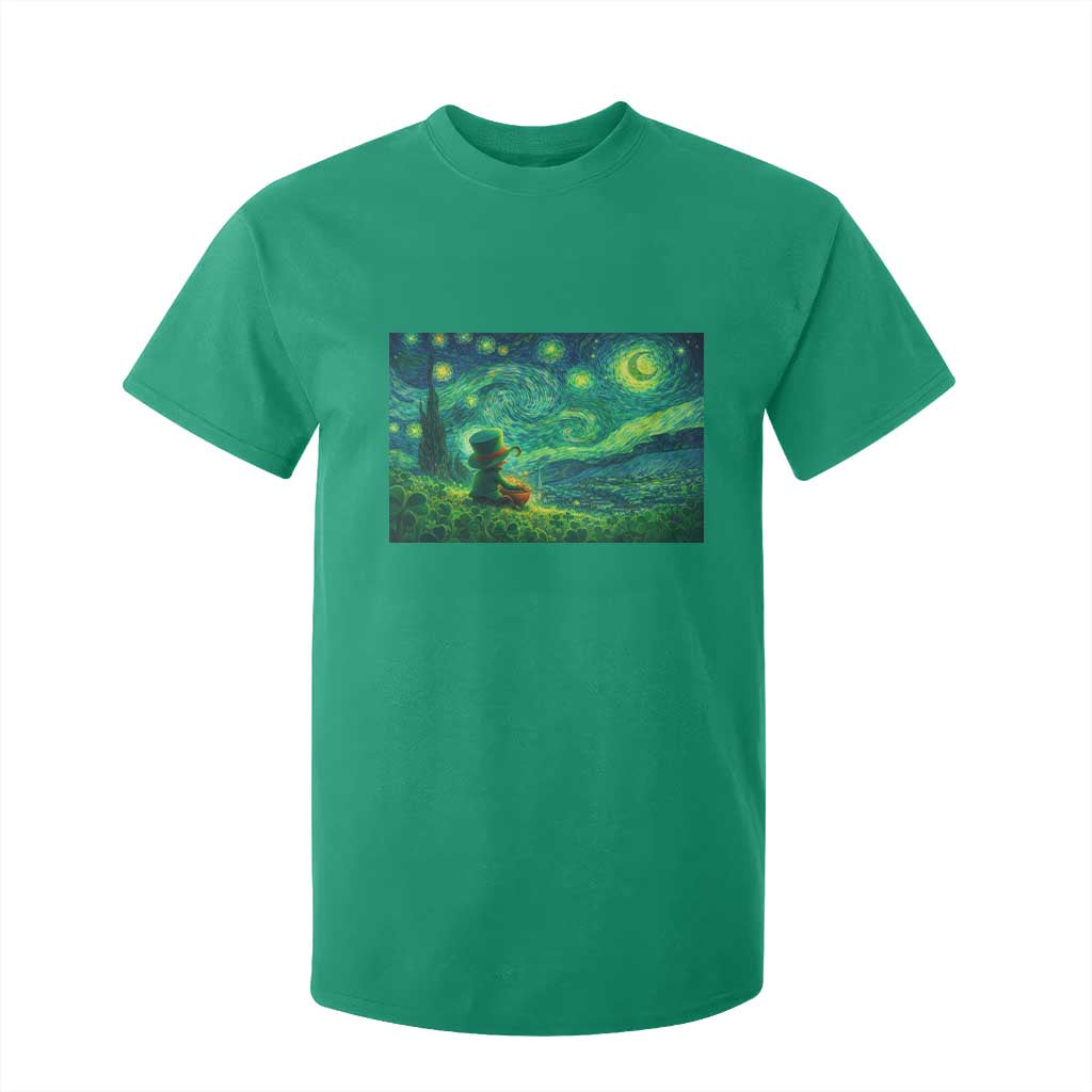 St Patricks Day Starry Night Leprechaun Shamrock Van Gogh T Shirt For Kid TS14 Irish Green Print Your Wear
