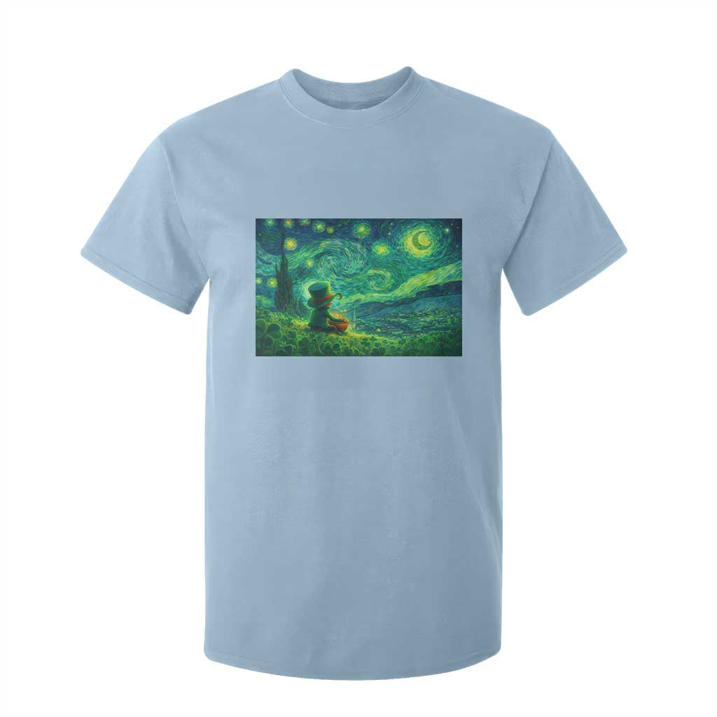 St Patricks Day Starry Night Leprechaun Shamrock Van Gogh T Shirt For Kid TS14 Light Blue Print Your Wear