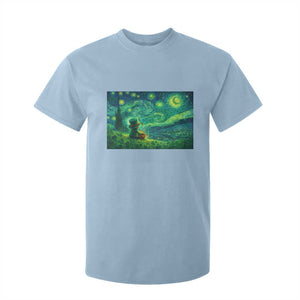 St Patricks Day Starry Night Leprechaun Shamrock Van Gogh T Shirt For Kid TS14 Light Blue Print Your Wear