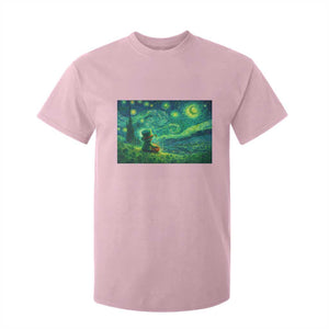 St Patricks Day Starry Night Leprechaun Shamrock Van Gogh T Shirt For Kid TS14 Light Pink Print Your Wear