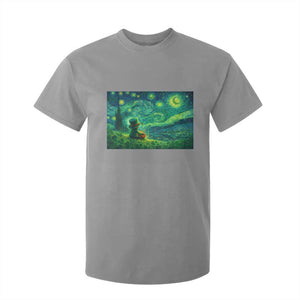 St Patricks Day Starry Night Leprechaun Shamrock Van Gogh T Shirt For Kid TS14 Sport Gray Print Your Wear