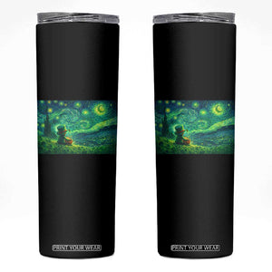 St Patricks Day Starry Night Leprechaun Shamrock Van Gogh Skinny Tumbler TS14 Black Print Your Wear
