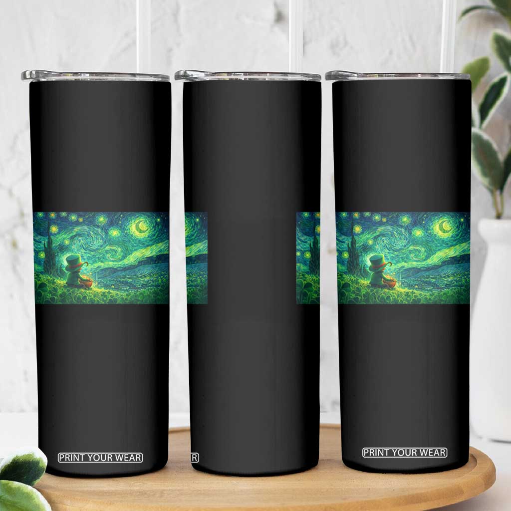 St Patricks Day Starry Night Leprechaun Shamrock Van Gogh Skinny Tumbler TS14 Print Your Wear