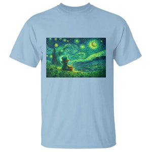 St Patricks Day Starry Night Leprechaun Shamrock Van Gogh T Shirt TS14 Light Blue Print Your Wear