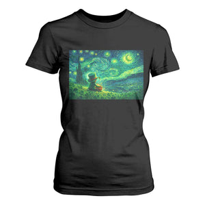 St Patricks Day Starry Night Leprechaun Shamrock Van Gogh T Shirt For Women TS14 Black Print Your Wear