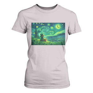 St Patricks Day Starry Night Leprechaun Shamrock Van Gogh T Shirt For Women TS14 Ice Gray Print Your Wear