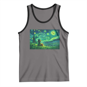 St Patricks Day Starry Night Leprechaun Shamrock Van Gogh Tank Top TS14 Deep Heather Black Print Your Wear