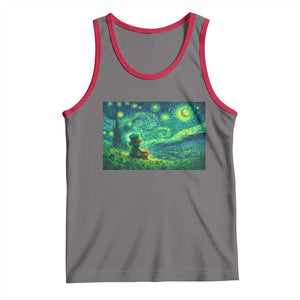 St Patricks Day Starry Night Leprechaun Shamrock Van Gogh Tank Top TS14 Deep Heather Red Print Your Wear