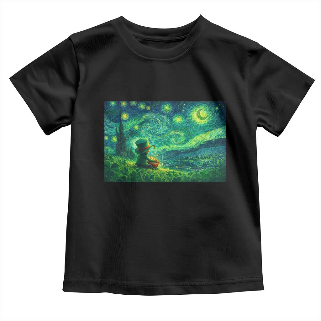 St Patricks Day Starry Night Leprechaun Shamrock Van Gogh Toddler T Shirt TS14 Black Print Your Wear