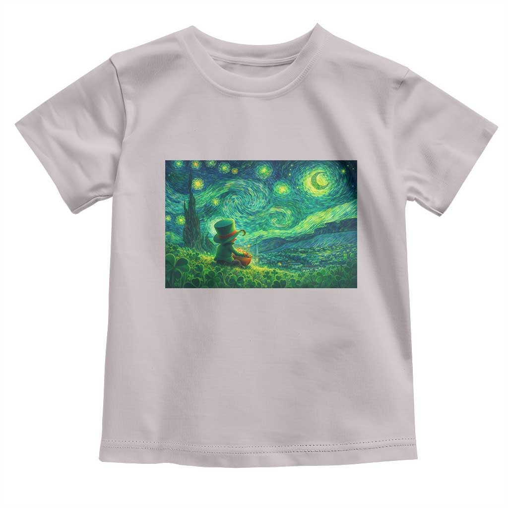 St Patricks Day Starry Night Leprechaun Shamrock Van Gogh Toddler T Shirt TS14 Ice Gray Print Your Wear