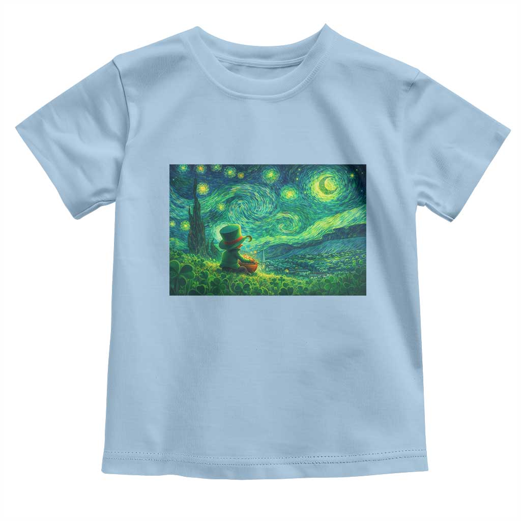 St Patricks Day Starry Night Leprechaun Shamrock Van Gogh Toddler T Shirt TS14 Light Blue Print Your Wear