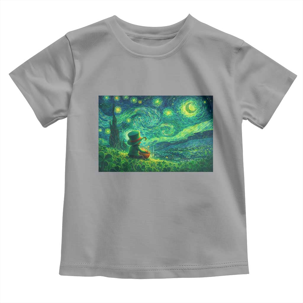 St Patricks Day Starry Night Leprechaun Shamrock Van Gogh Toddler T Shirt TS14 Sport Gray Print Your Wear