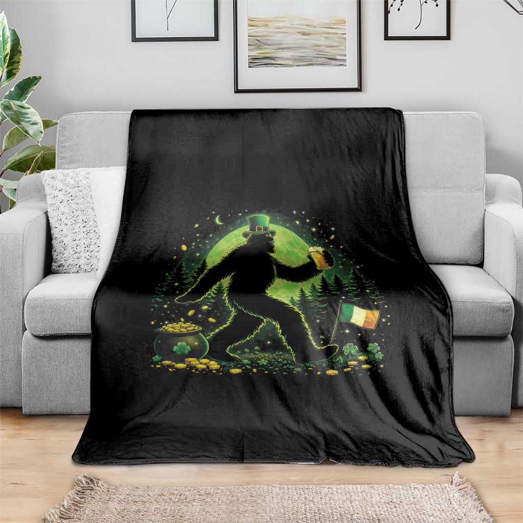 Funny Bigfoot St Patricks Day Throw Blanket Sasquatch Drinking Green Beer Lover TS14 Print Your Wear