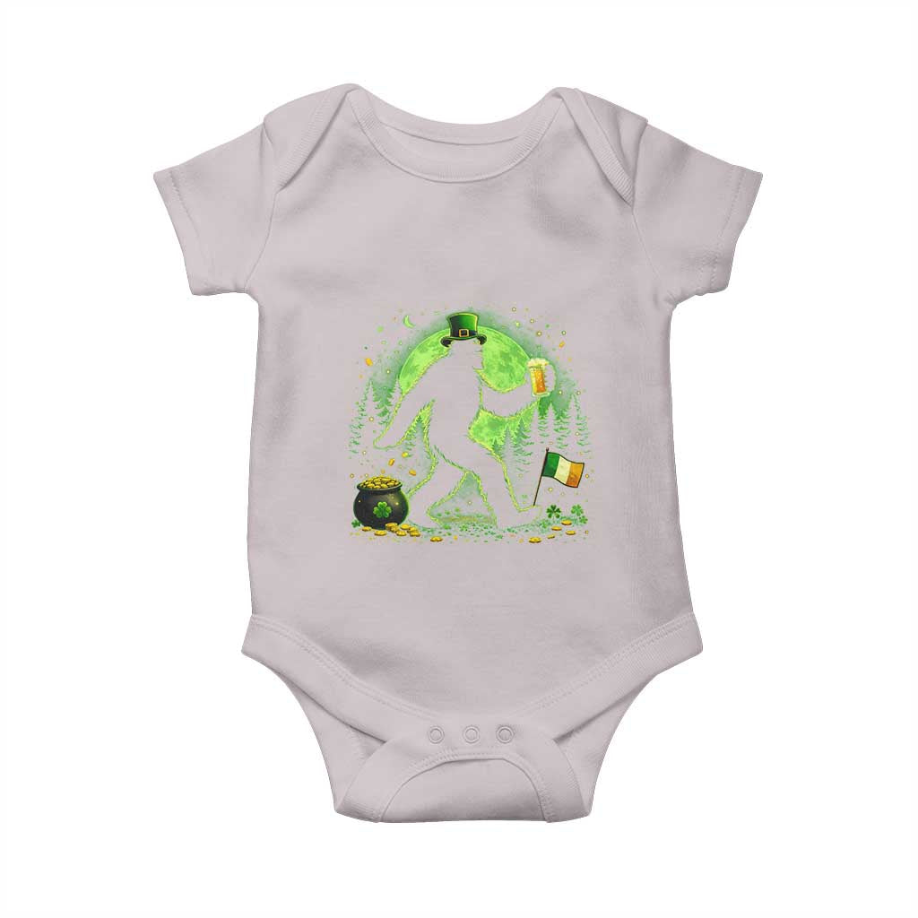 Funny Bigfoot St Patricks Day Baby Onesie Sasquatch Drinking Green Beer Lover TS14 Ice Gray Print Your Wear