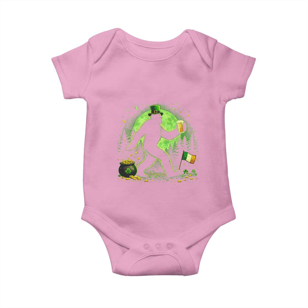 Funny Bigfoot St Patricks Day Baby Onesie Sasquatch Drinking Green Beer Lover TS14 Light Pink Print Your Wear