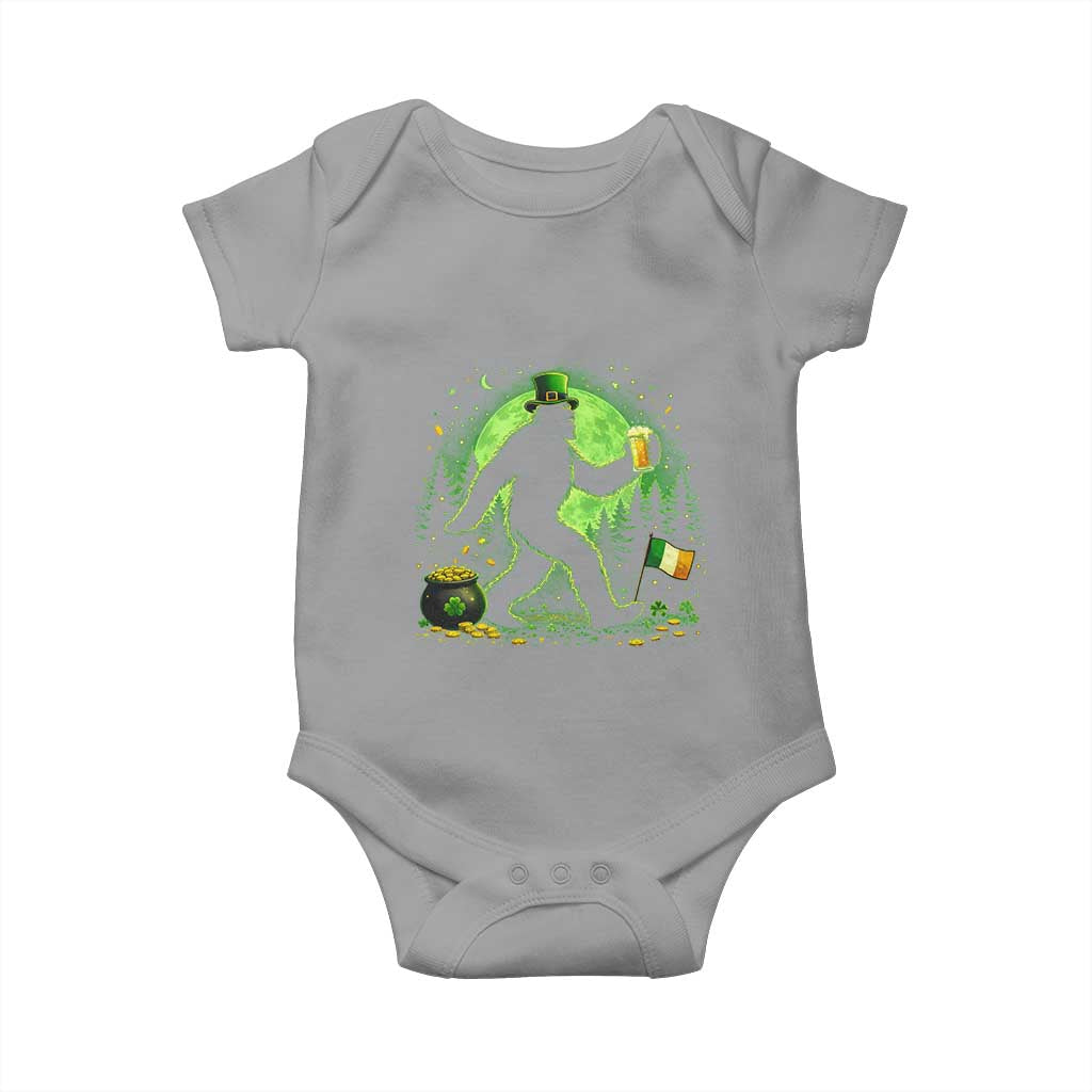 Funny Bigfoot St Patricks Day Baby Onesie Sasquatch Drinking Green Beer Lover TS14 Sport Gray Print Your Wear