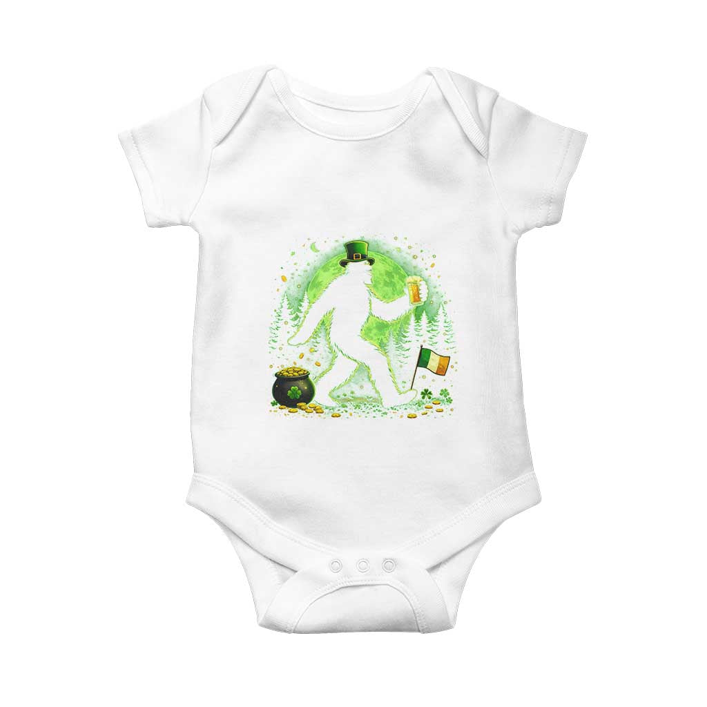 Funny Bigfoot St Patricks Day Baby Onesie Sasquatch Drinking Green Beer Lover TS14 White Print Your Wear